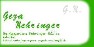 geza mehringer business card